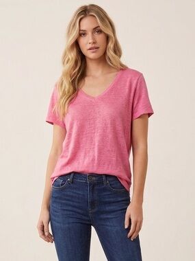 Joie Hot Pink Linen Tee Shirt
